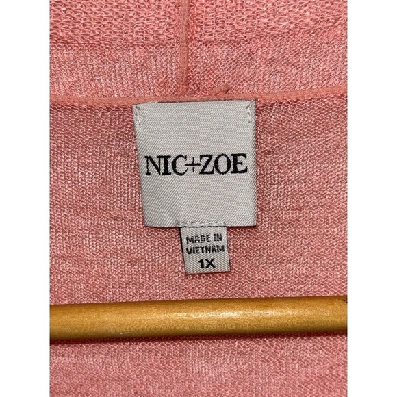 Nic+Zoe Size 1XL Pink 60% Linen Lightweight Open Front Cardigan Sweater - Picture 4 of 5